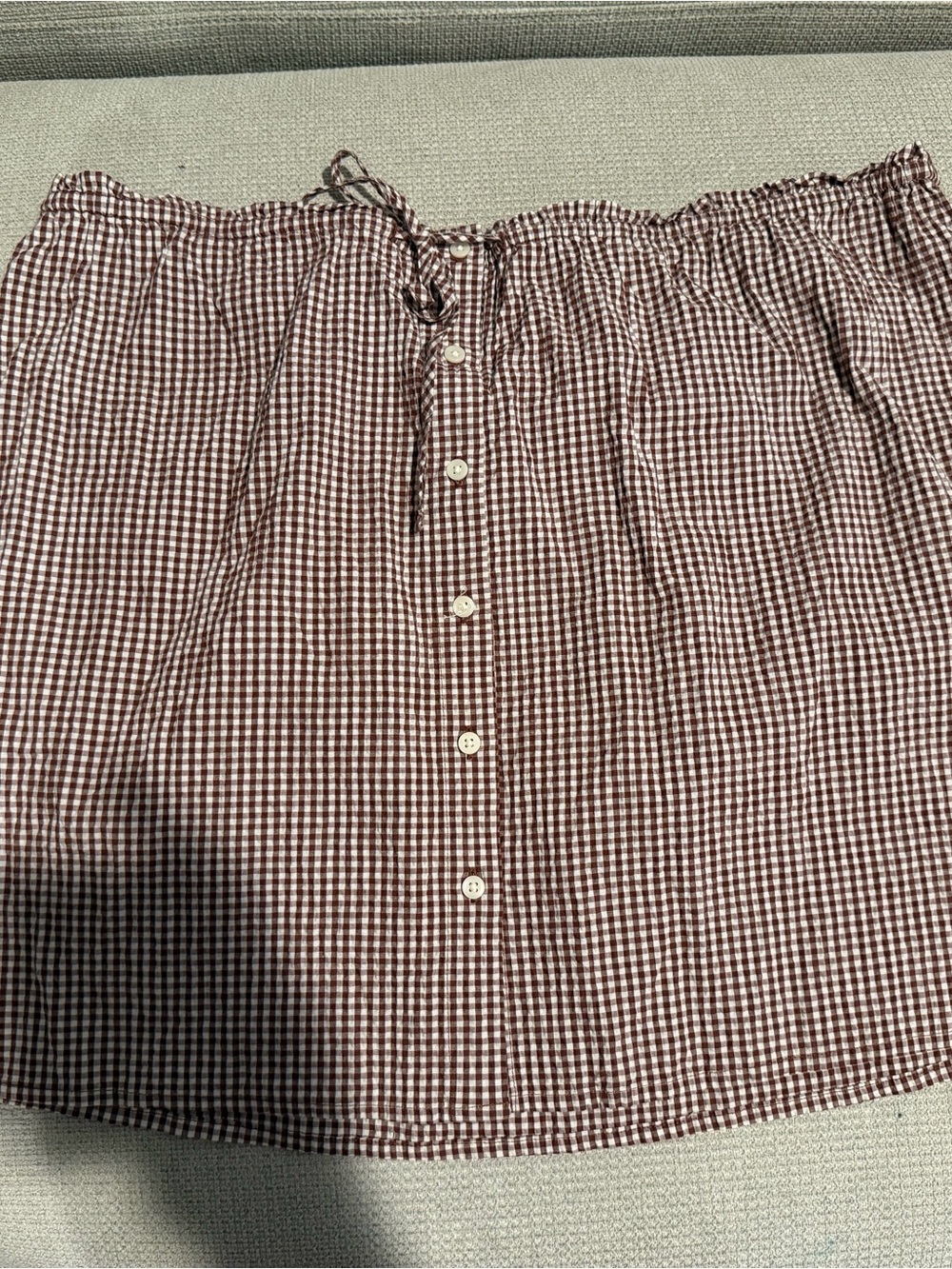 a new day Burgundy Gingham Button-Front Mini Skirt